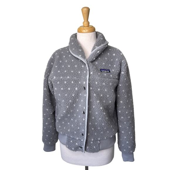 PATAGONIA Women's  Snap Front Retro-X Jacket Style #22865 Gray Polka Dot Small - Picture 1 of 9